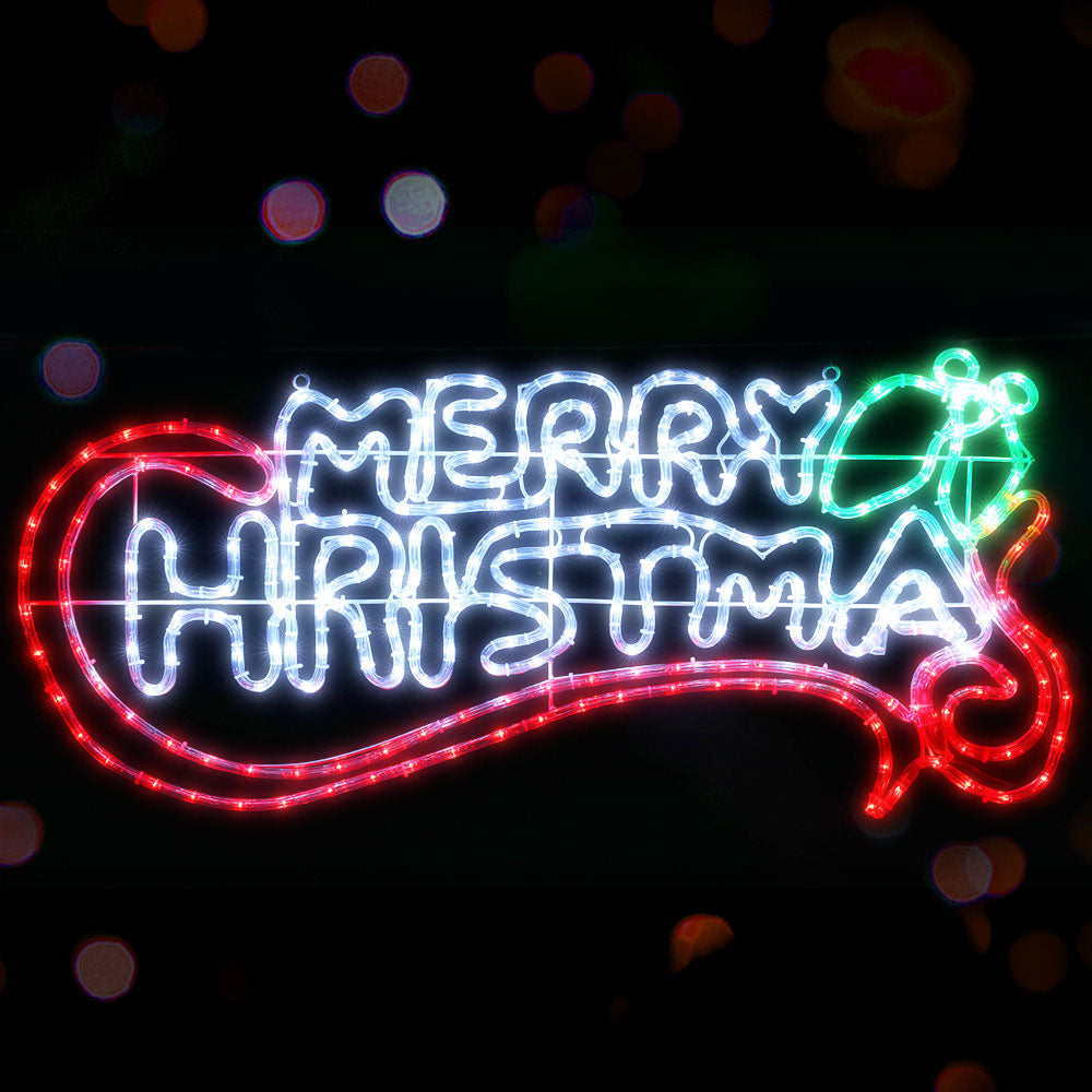 Outdoor Decorations & Lights: 0.96M Christmas Lights Merry Christmas 288 LED Decorations Jingle Jollys