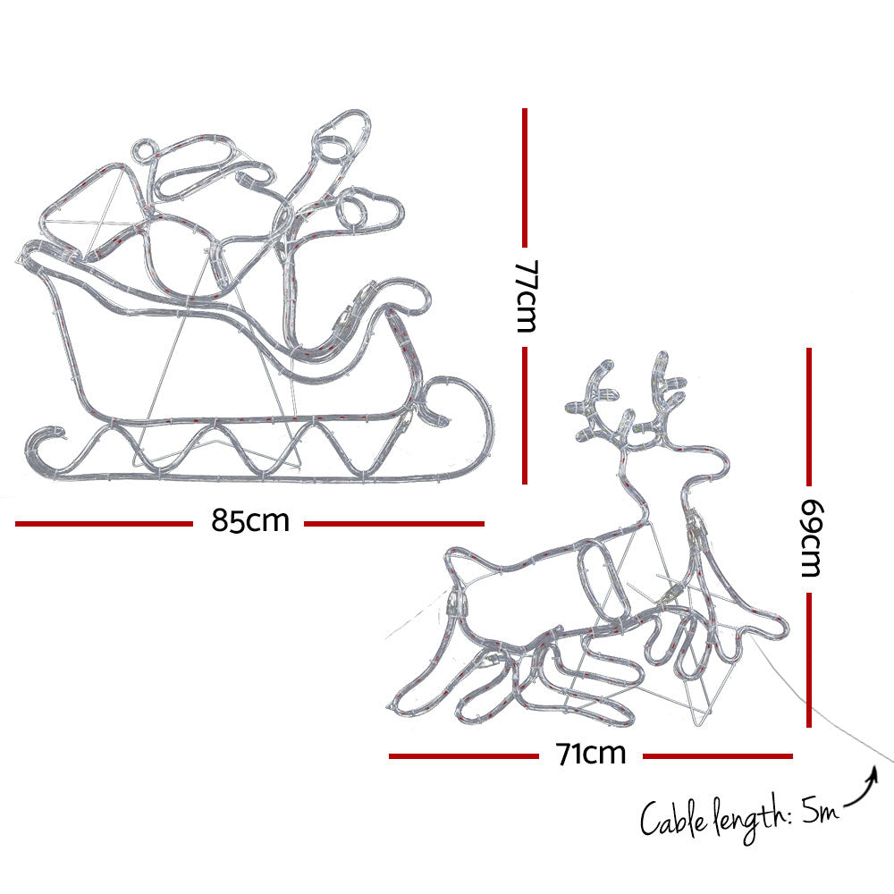 Outdoor Decorations & Lights: 1X Christmas Lights Reindeer Sleigh 806 LED Decorations Jingle Jollys