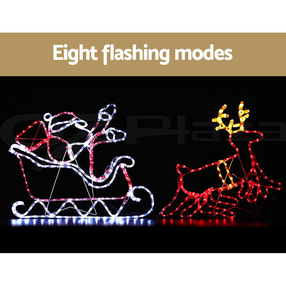 Outdoor Decorations & Lights: 1X Christmas Lights Reindeer Sleigh 806 LED Decorations Jingle Jollys