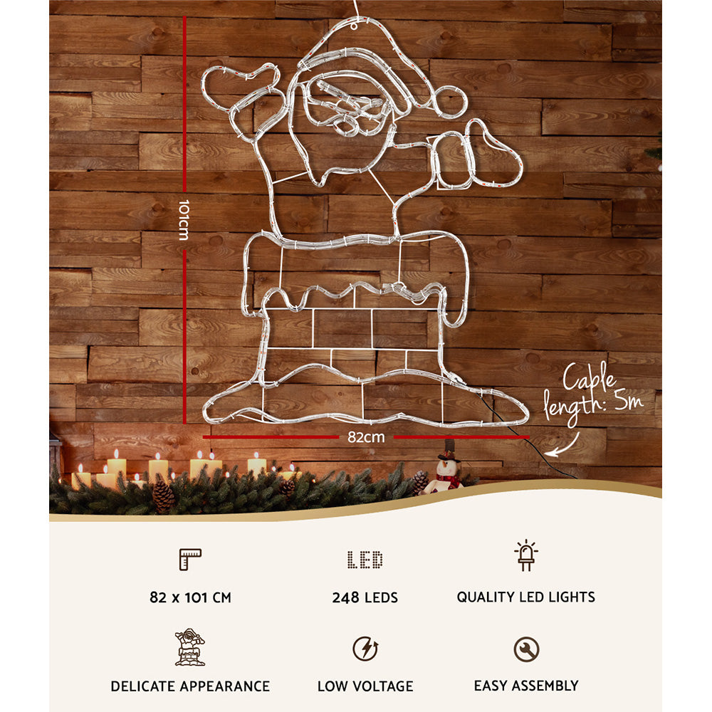 Outdoor Decorations & Lights: 1M Christmas Lights 248 LED Santa Motif Light Decorations Jingle Jollys