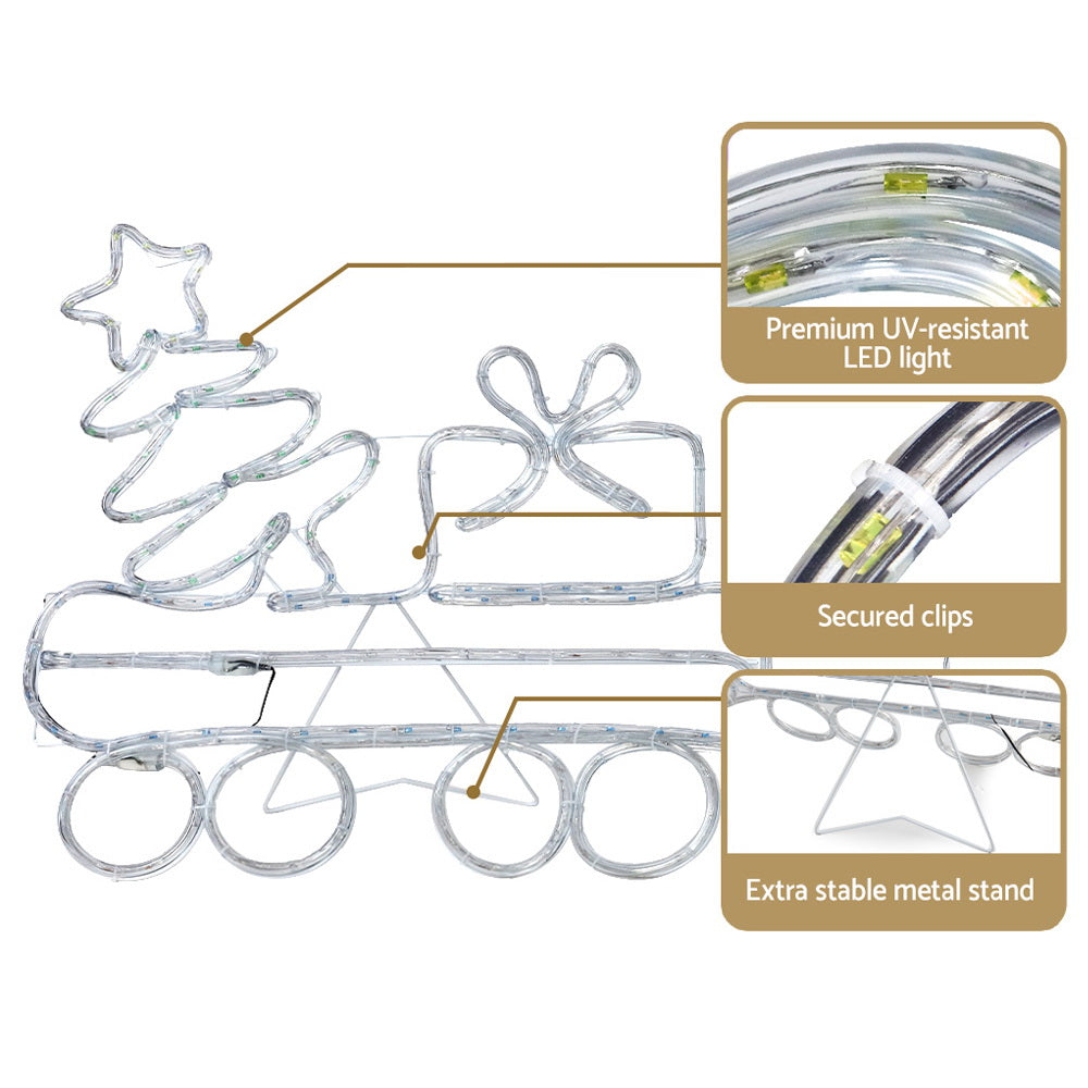 Outdoor Decorations & Lights: 2.1M Christmas Lights 631 LED Train Motif Light Decorations Jingle Jollys
