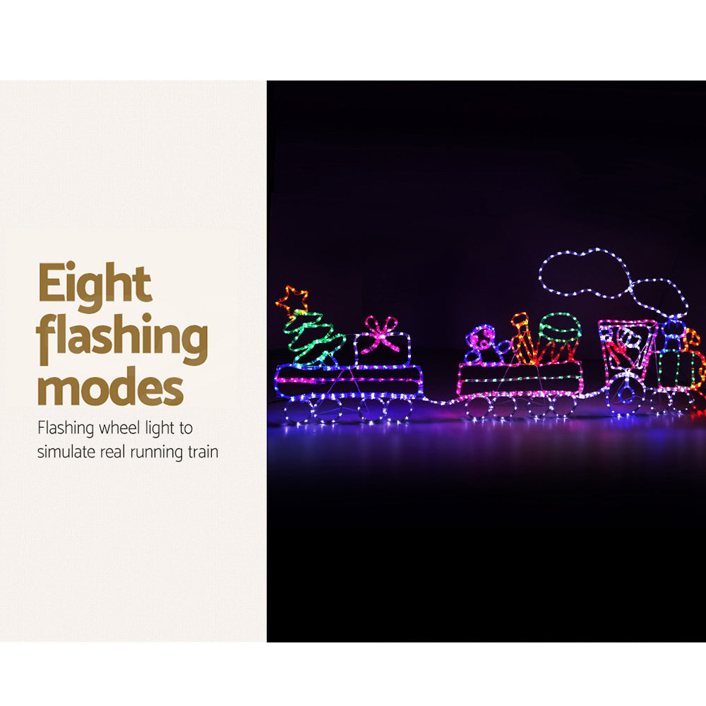Outdoor Decorations & Lights: 2.1M Christmas Lights 631 LED Train Motif Light Decorations Jingle Jollys