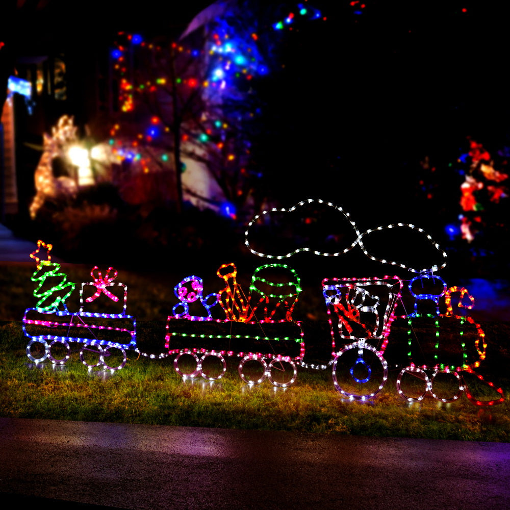 Outdoor Decorations & Lights: 2.1M Christmas Lights 631 LED Train Motif Light Decorations Jingle Jollys