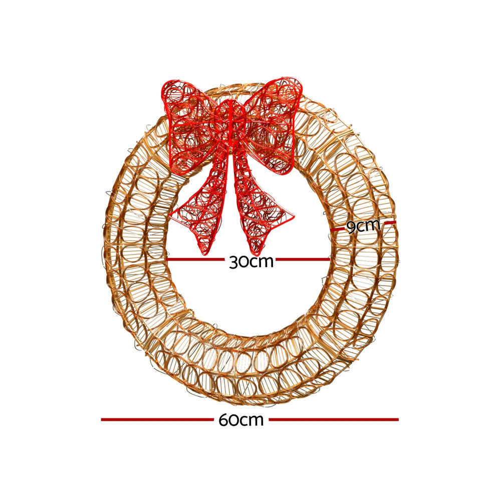Outdoor Decorations & Lights: 0.6M Christmas Lights 160 LED Motif Solar Wreath Xmas Decorations Jingle Jollys