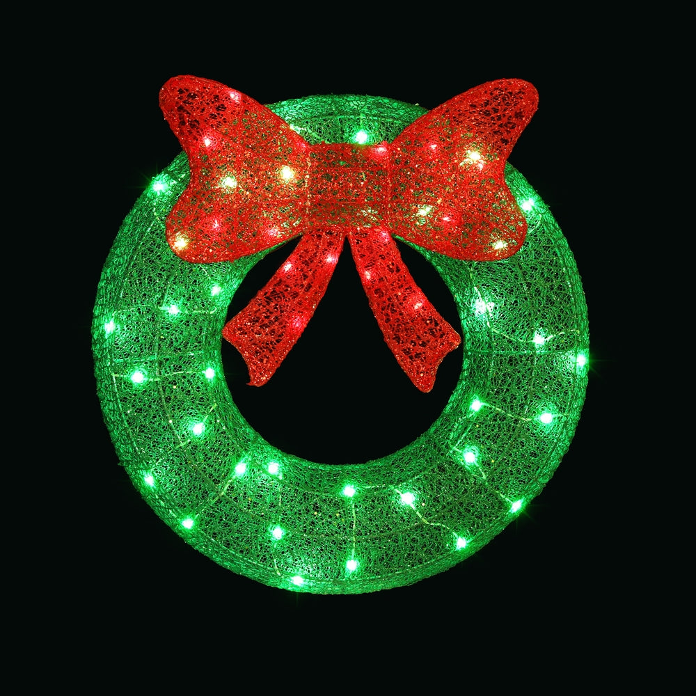 Outdoor Decorations & Lights: 0.6M Christmas Lights 50 LED Motif Solar Wreath Xmas Decorations Jingle Jollys