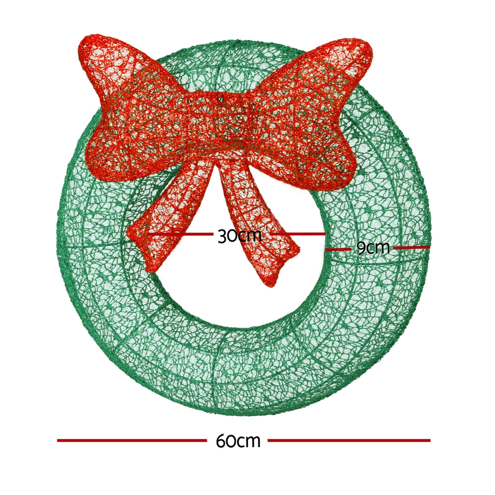 Outdoor Decorations & Lights: 0.6M Christmas Lights 50 LED Motif Solar Wreath Xmas Decorations Jingle Jollys