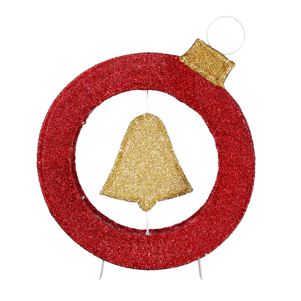 Outdoor Decorations & Lights: Jingle Jollys Christmas Lights 60cm Motif 30 LED Bell Wreath Xmas Decorations