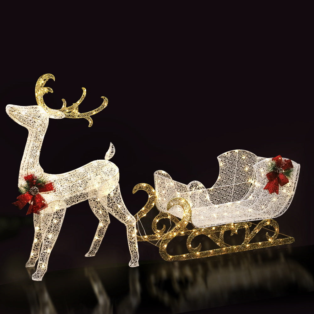 Outdoor Decorations & Lights: 215 LED Christmas Lights Reindeer Sleigh Decorations Jingle Jollys