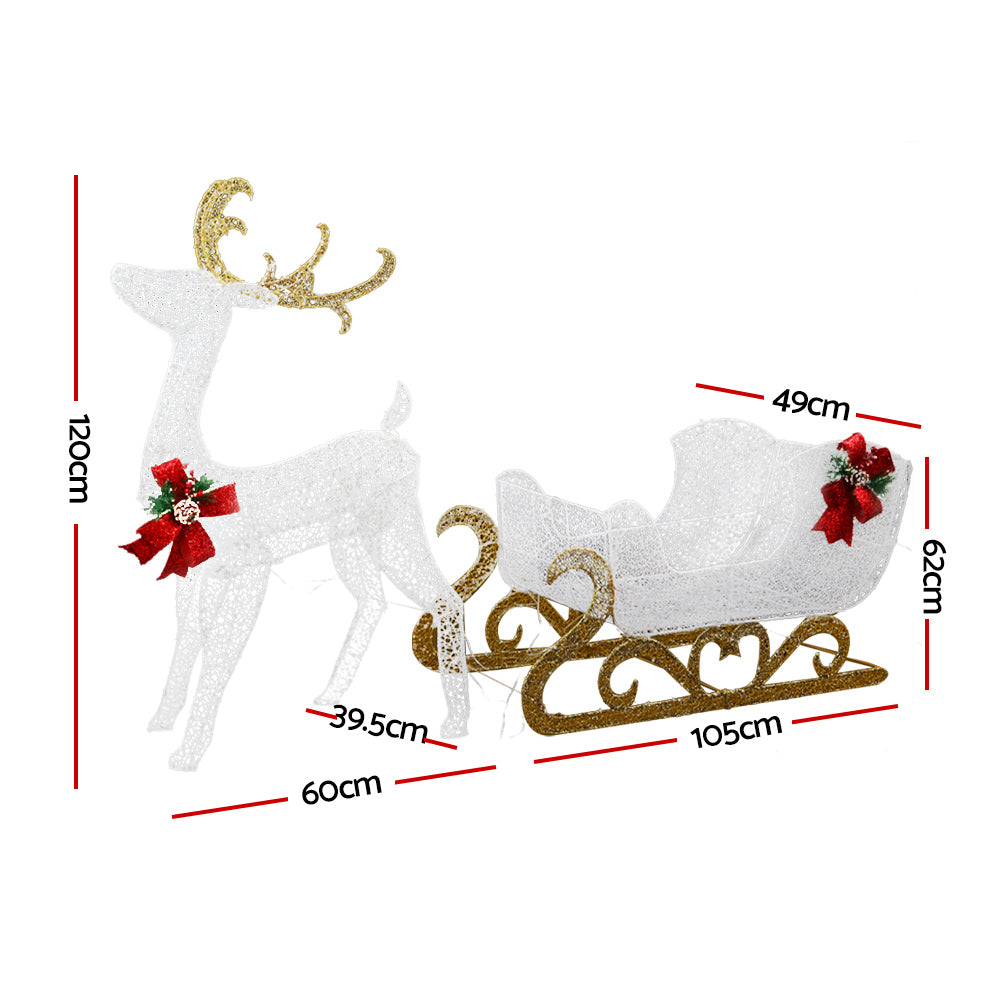 Outdoor Decorations & Lights: 215 LED Christmas Lights Reindeer Sleigh Decorations Jingle Jollys