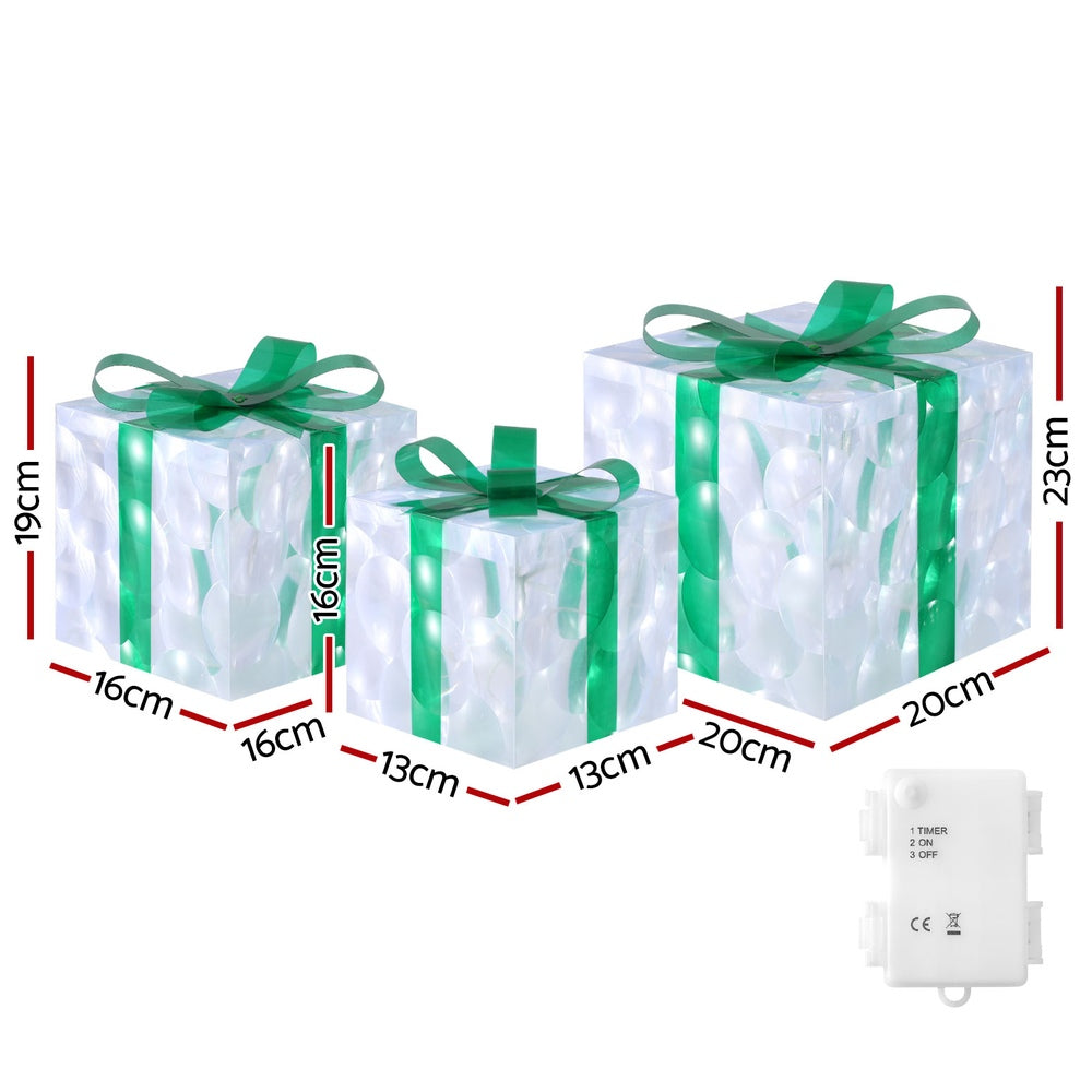Outdoor Decorations & Lights: 3 PCS Christmas Lights 70 LED Fairy Light Gift Box Jingle Jollys