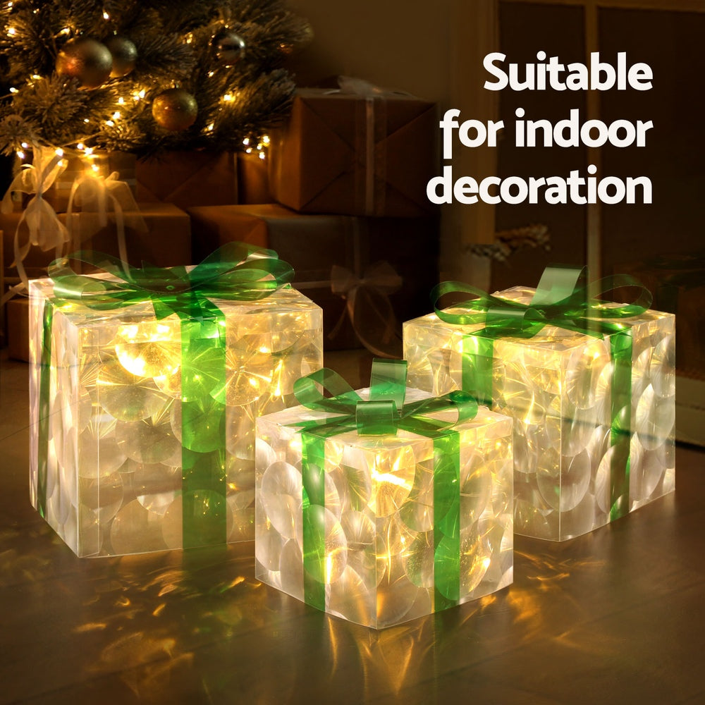 Outdoor Decorations & Lights: 3 PCS Christmas Lights 70 LED Fairy Light Gift Box Jingle Jollys