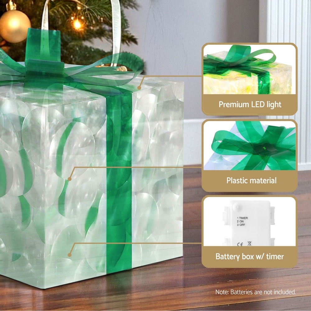 Outdoor Decorations & Lights: 3 PCS Christmas Lights 70 LED Fairy Light Gift Box Jingle Jollys