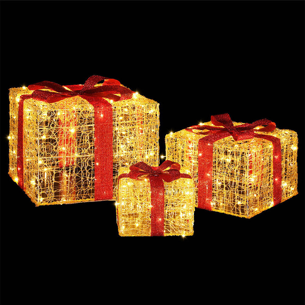 Christmas Wreaths & Garlands: 3 PCS Christmas Lights 240 LED Fairy Light Gift Box Decorations Jingle Jollys