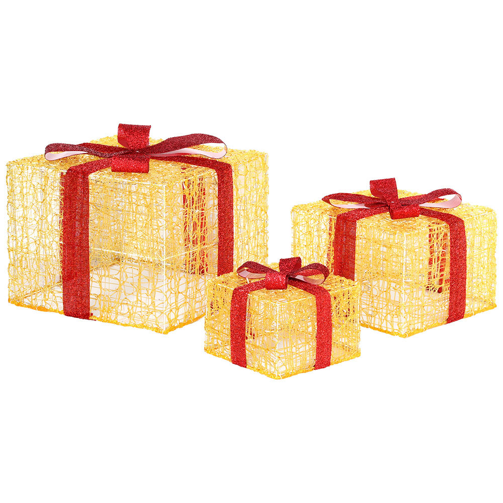 Christmas Wreaths & Garlands: 3 PCS Christmas Lights 240 LED Fairy Light Gift Box Decorations Jingle Jollys