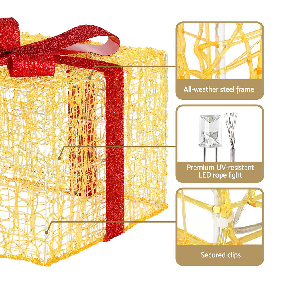 Christmas Wreaths & Garlands: 3 PCS Christmas Lights 240 LED Fairy Light Gift Box Decorations Jingle Jollys