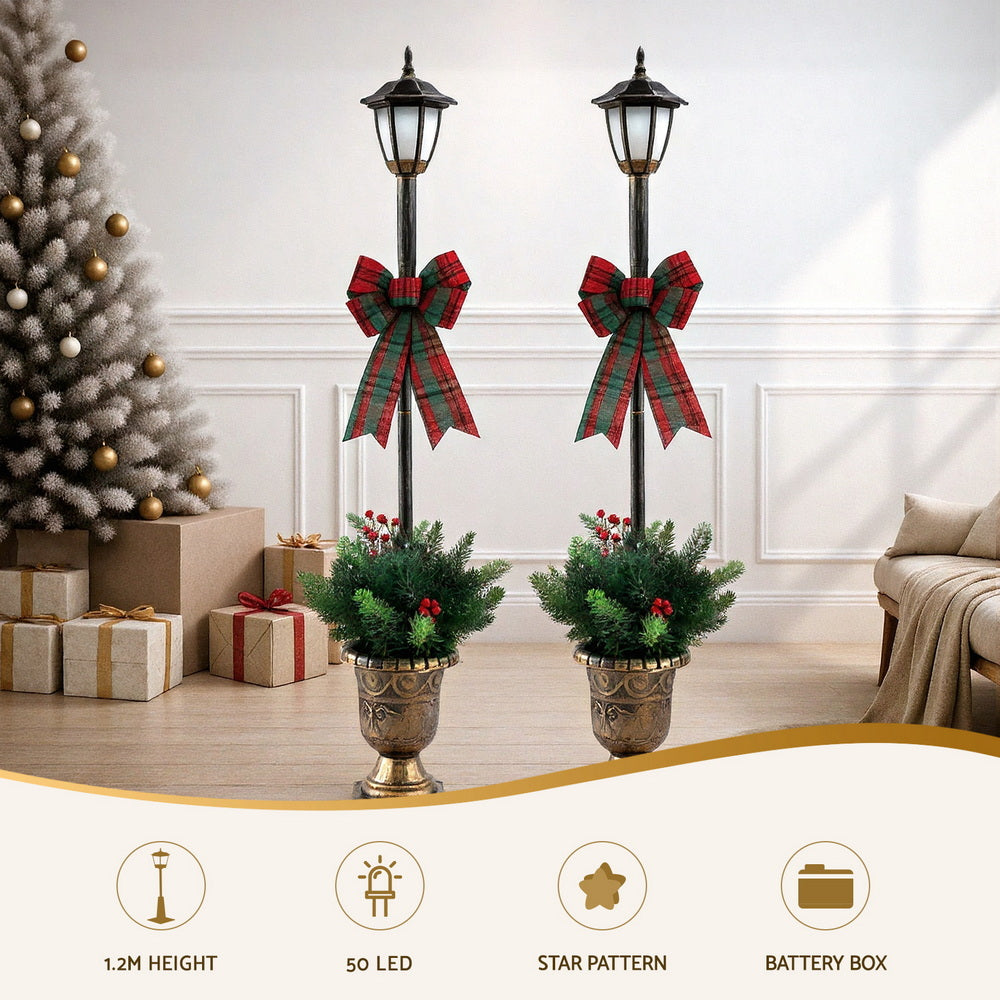 Outdoor Decorations & Lights: Jingle Jollys Christmas Lights 125cm Lamp Post 50 LED Fairy Light Decorations