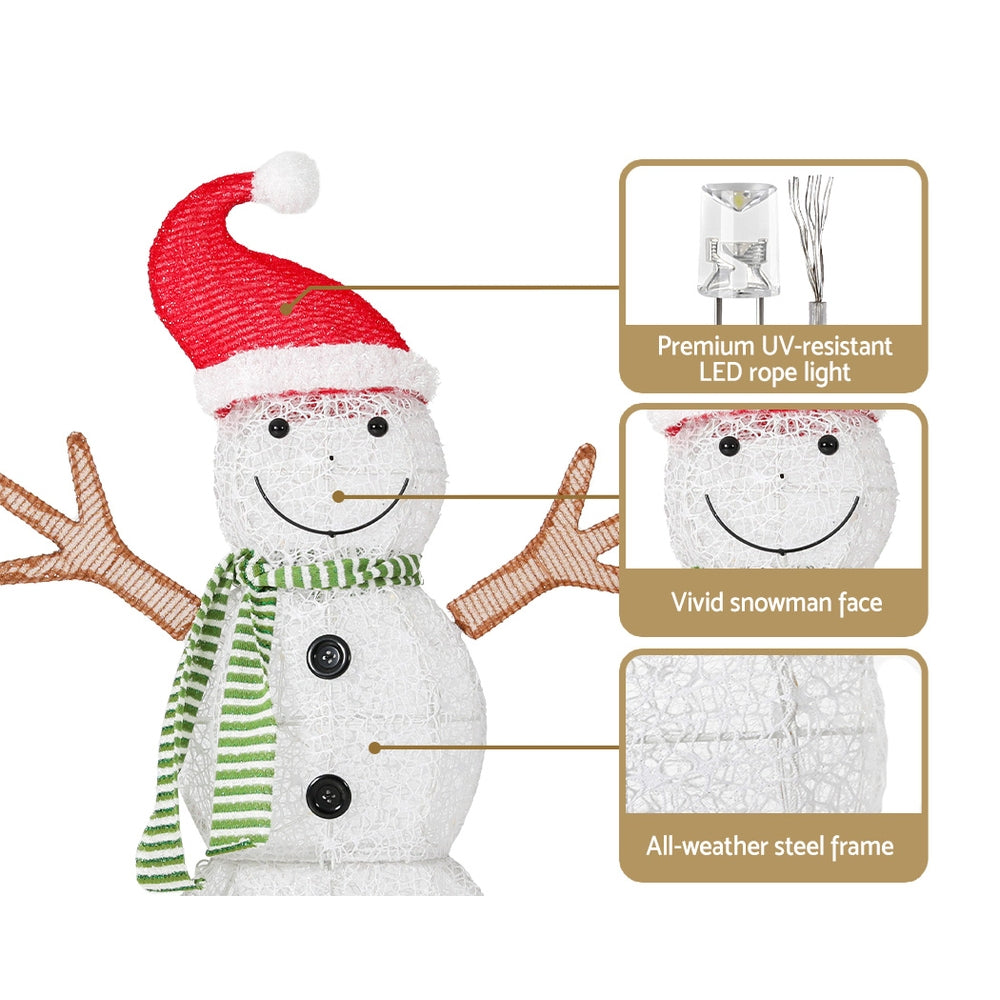 Outdoor Decorations & Lights: 0.97M Christmas Lights Snowman 80 LED Decorations Jingle Jollys