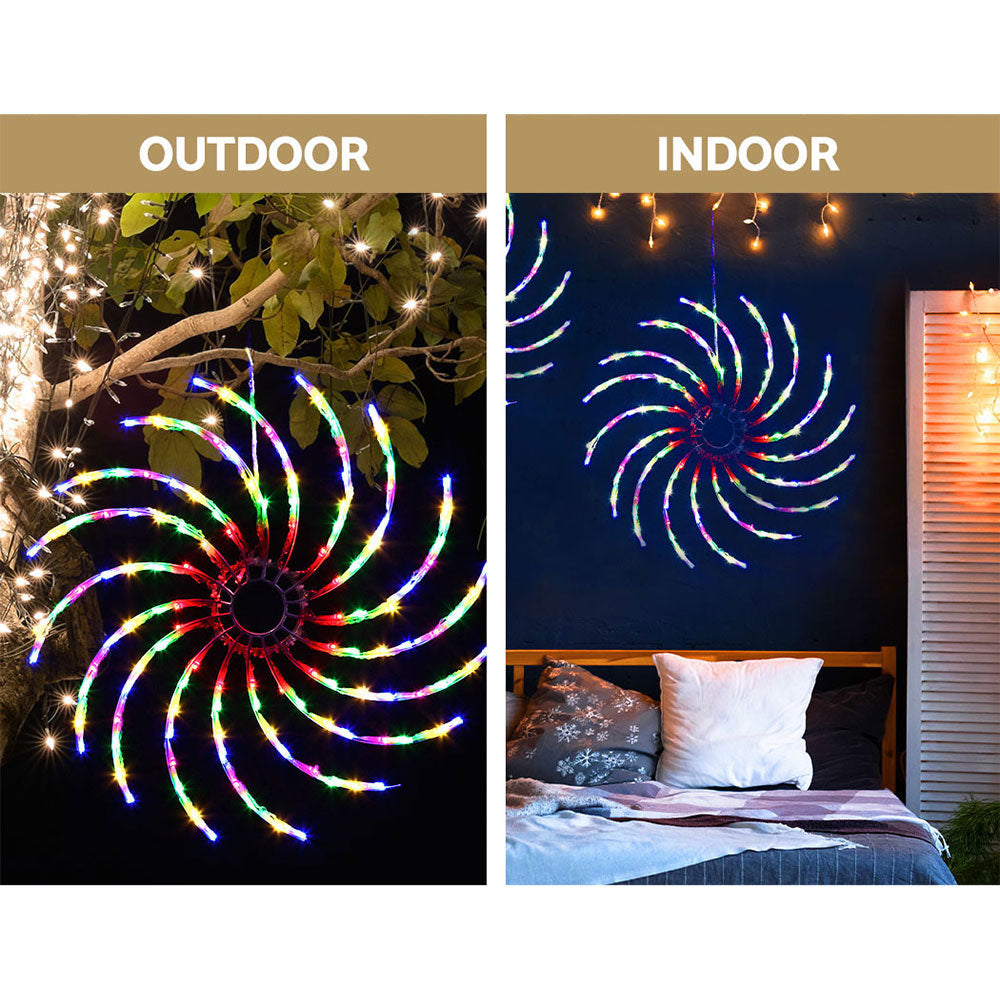 Outdoor Decorations & Lights: 0.5M Christmas Lights 128 LED Spin Motif Light Decorations Jingle Jollys