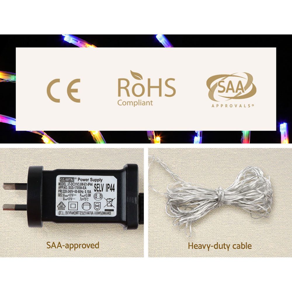 Outdoor Decorations & Lights: 0.5M Christmas Lights 128 LED Spin Motif Light Decorations Jingle Jollys