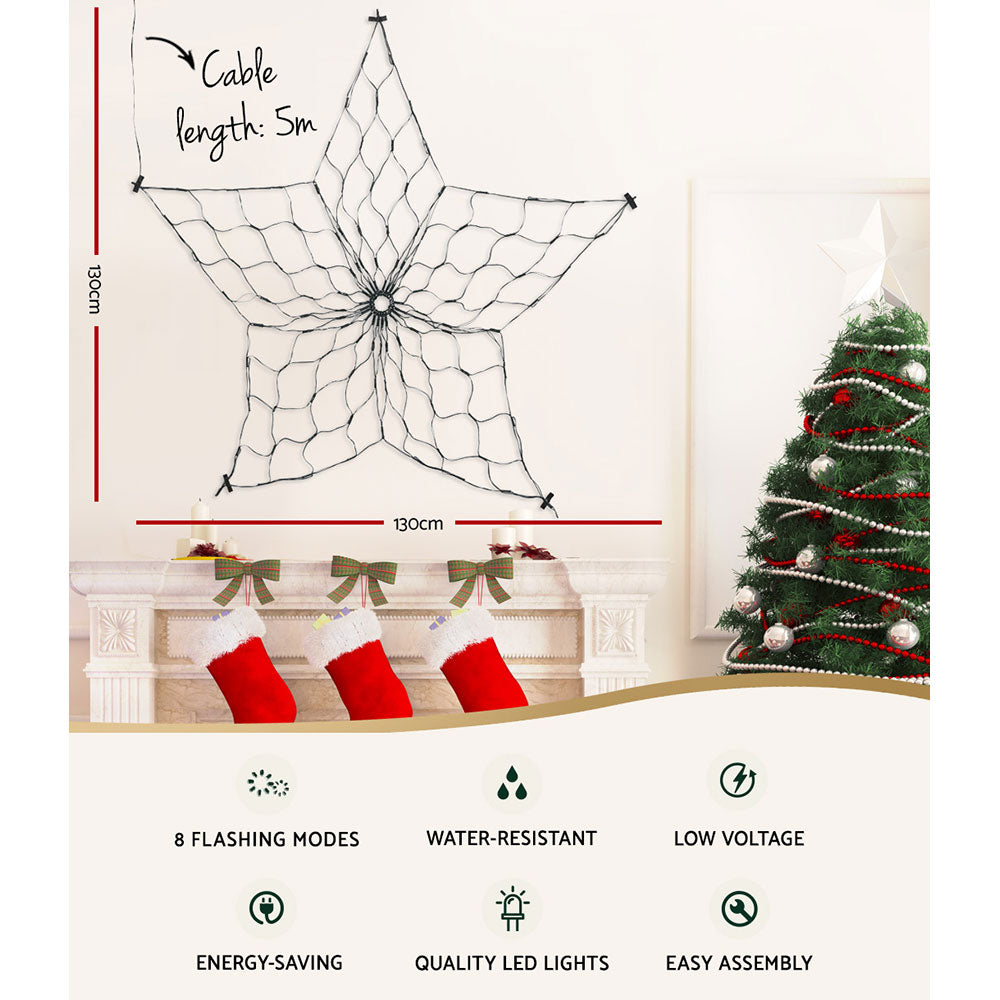 Outdoor Decorations & Lights: 1.3M Christmas Lights 130 LED Snow Motif Light Decorations Jingle Jollys