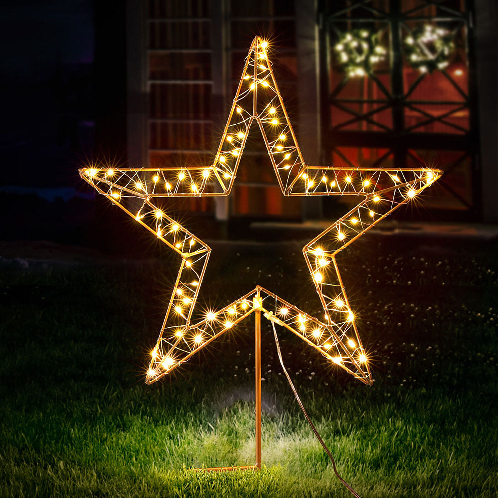 Outdoor Decorations & Lights: 100 LED Christmas Lights Fairy Light Ground Star Garden Decoration Jingle Jollys