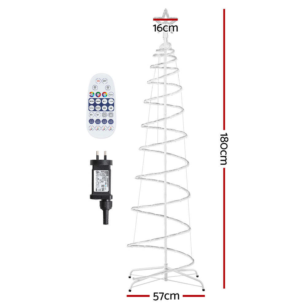 Outdoor Decorations & Lights: Jingle Jollys Christmas Tree 1.8m 100 RGB LED Rope Lights Xmas Trees Decoration