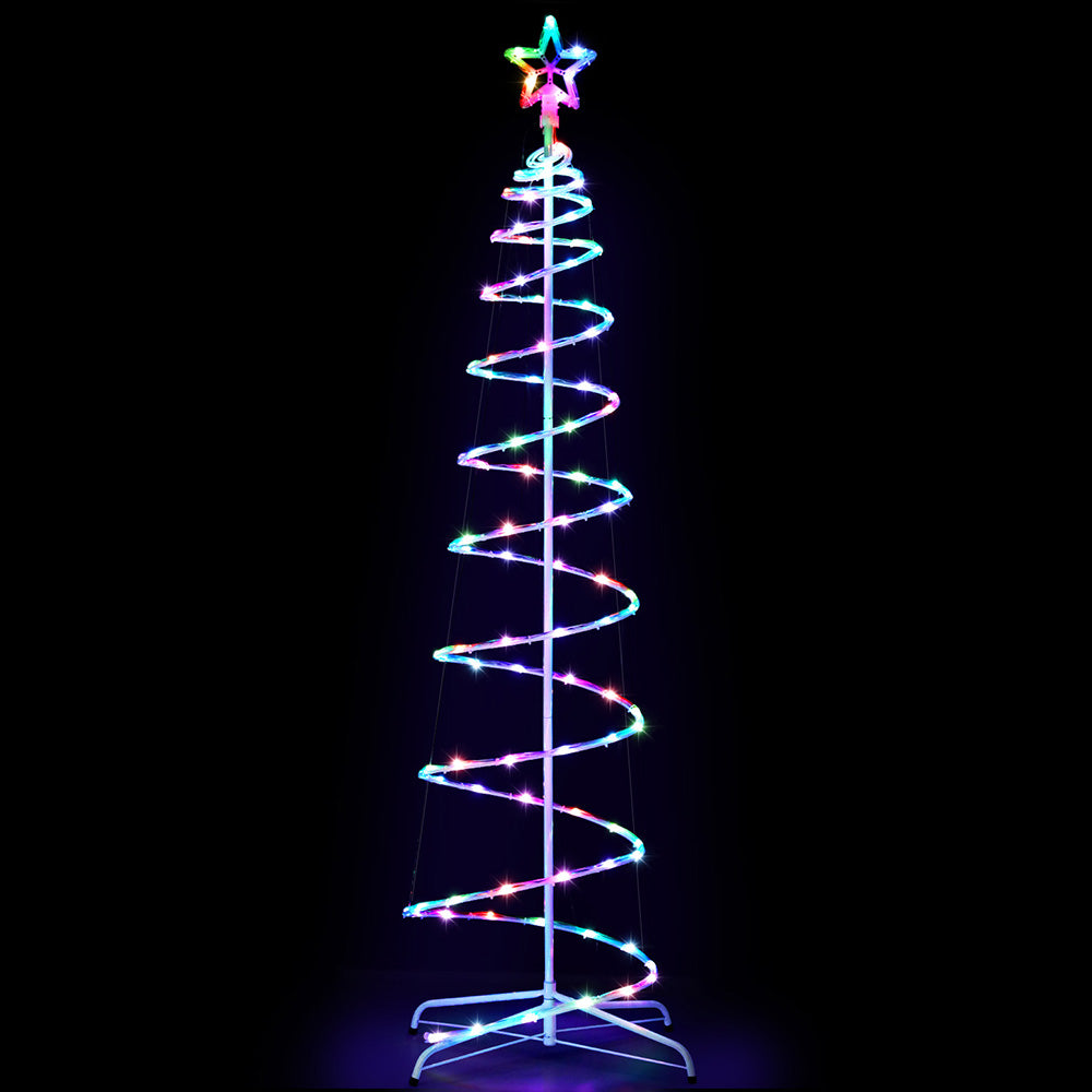 Outdoor Decorations & Lights: Jingle Jollys Christmas Tree 1.8m 100 RGB LED Rope Lights Xmas Trees Decoration