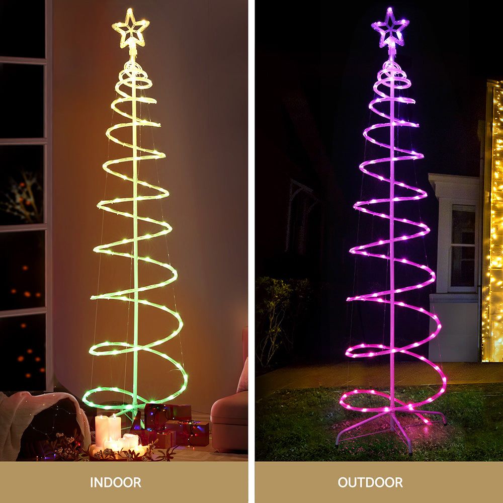 Outdoor Decorations & Lights: Jingle Jollys Christmas Tree 1.8m 100 RGB LED Rope Lights Xmas Trees Decoration