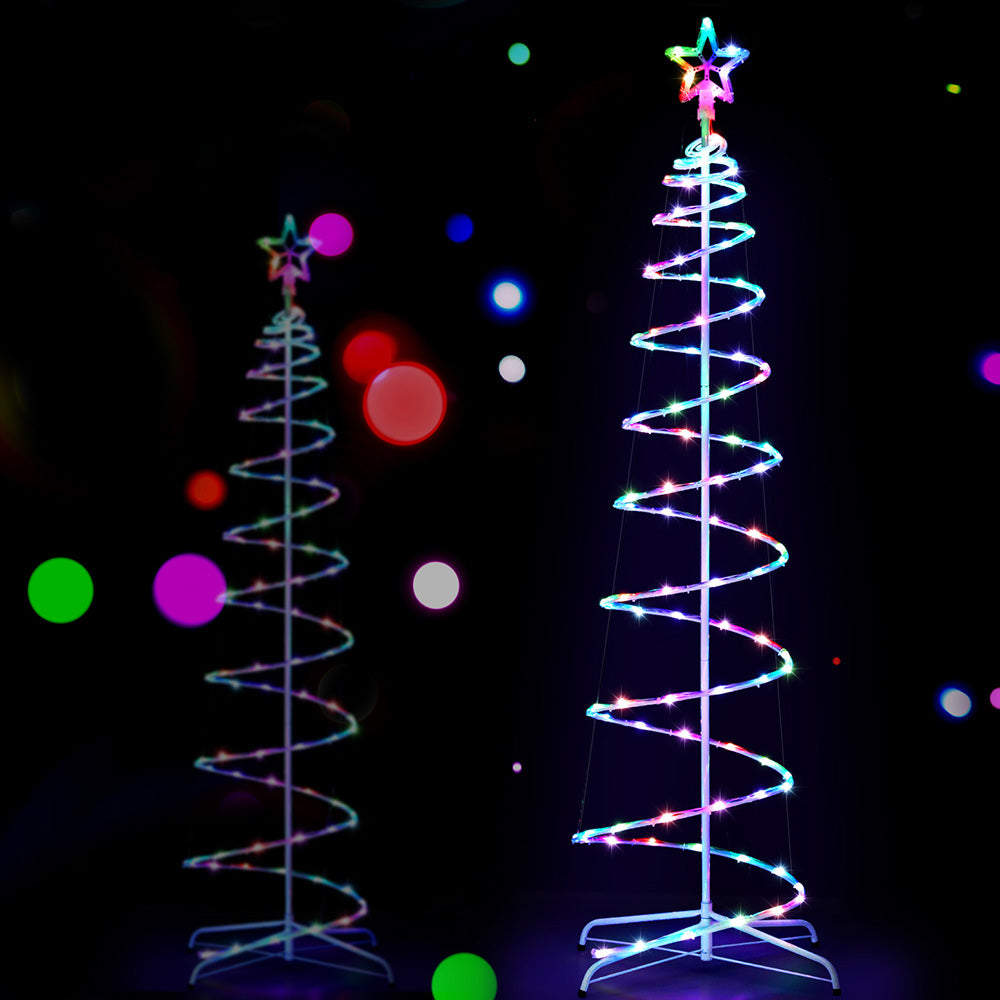 Outdoor Decorations & Lights: Jingle Jollys Christmas Tree 1.8m 100 RGB LED Rope Lights Xmas Trees Decoration