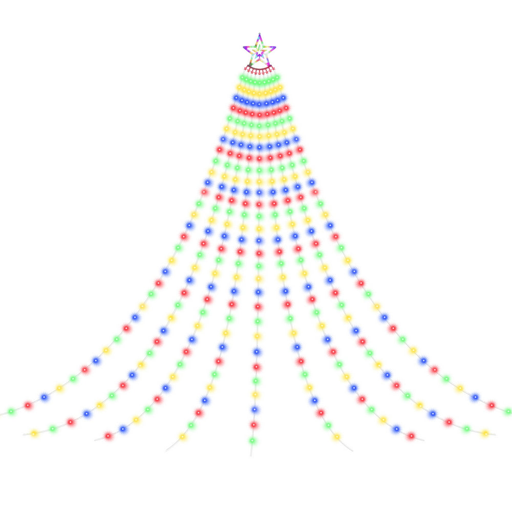 Outdoor Decorations & Lights: Jingle Jollys 3.8M Christmas Lights Waterfall String Light 340 LED