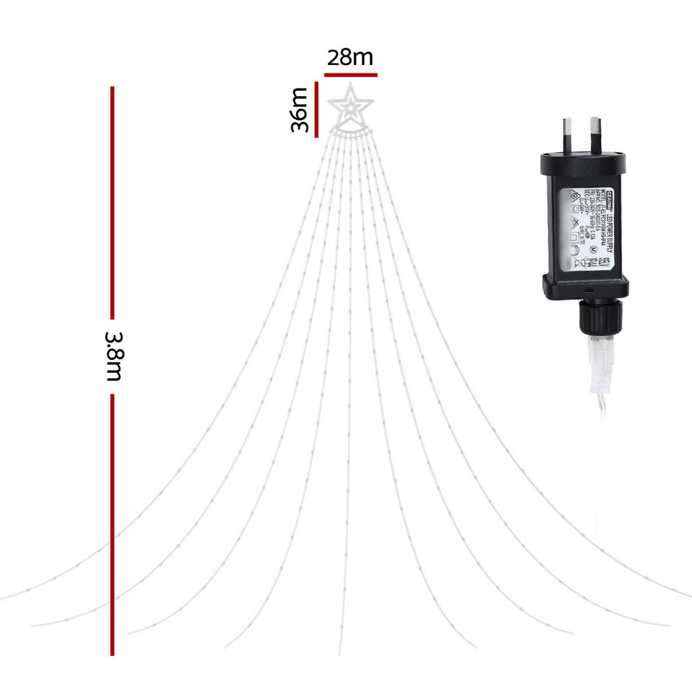 Outdoor Decorations & Lights: Jingle Jollys 3.8M Christmas Lights Waterfall String Light 340 LED