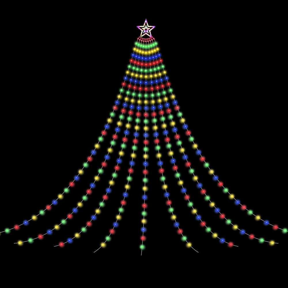 Outdoor Decorations & Lights: Jingle Jollys 3.8M Christmas Lights Waterfall String Light 340 LED