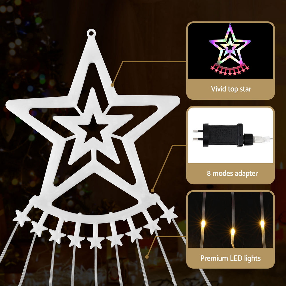 Outdoor Decorations & Lights: Jingle Jollys 3.8M Christmas Lights Waterfall String Light 340 LED