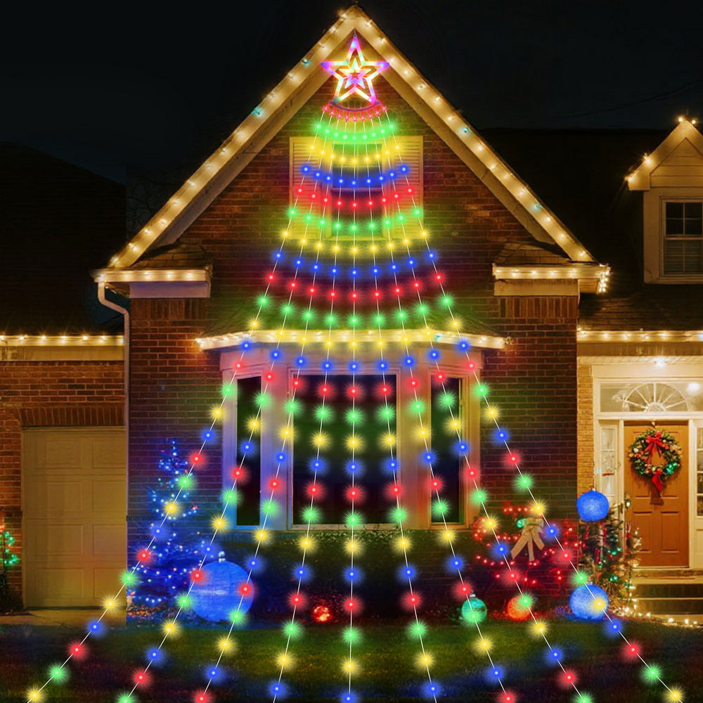 Outdoor Decorations & Lights: Jingle Jollys 3.8M Christmas Lights Waterfall String Light 340 LED
