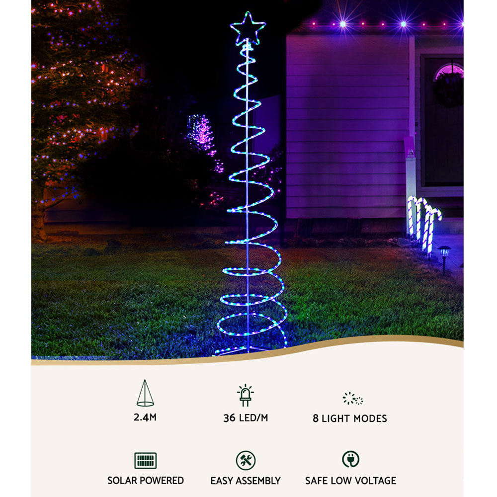 Outdoor Decorations & Lights: 2.4M Christmas Tree LED Solar Motif Lights Jingle Jollys