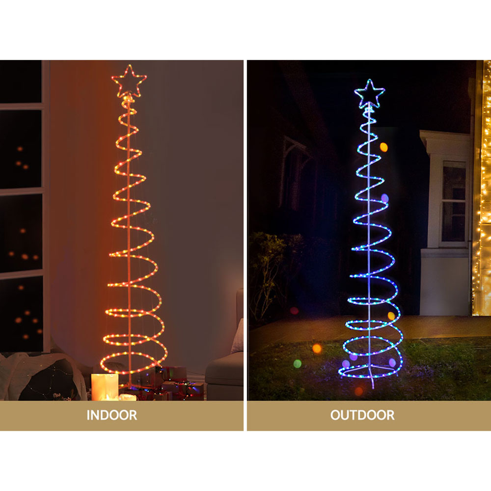Outdoor Decorations & Lights: 2.4M Christmas Tree LED Solar Motif Lights Jingle Jollys