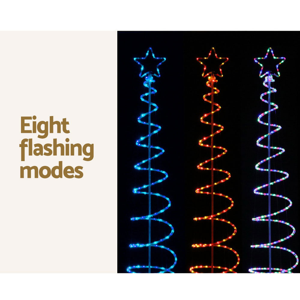 Outdoor Decorations & Lights: 2.4M Christmas Tree LED Solar Motif Lights Jingle Jollys