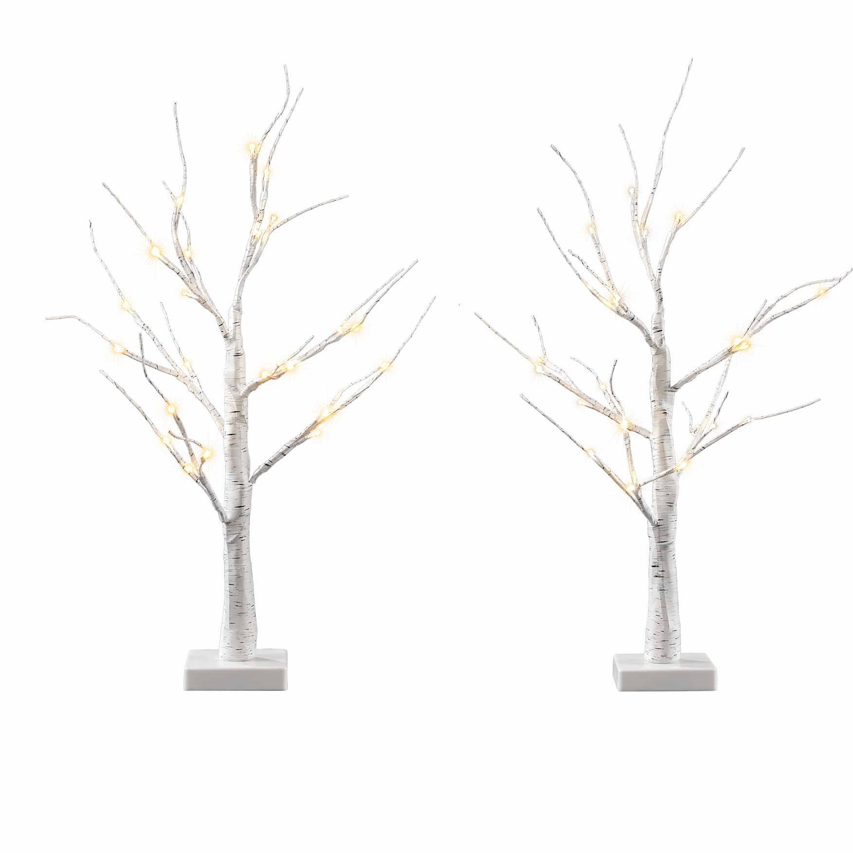 Jingle Jollys Lighted Branch Tree Christmas Decorations Warm White Christmas Lights 2 Pack 60cm