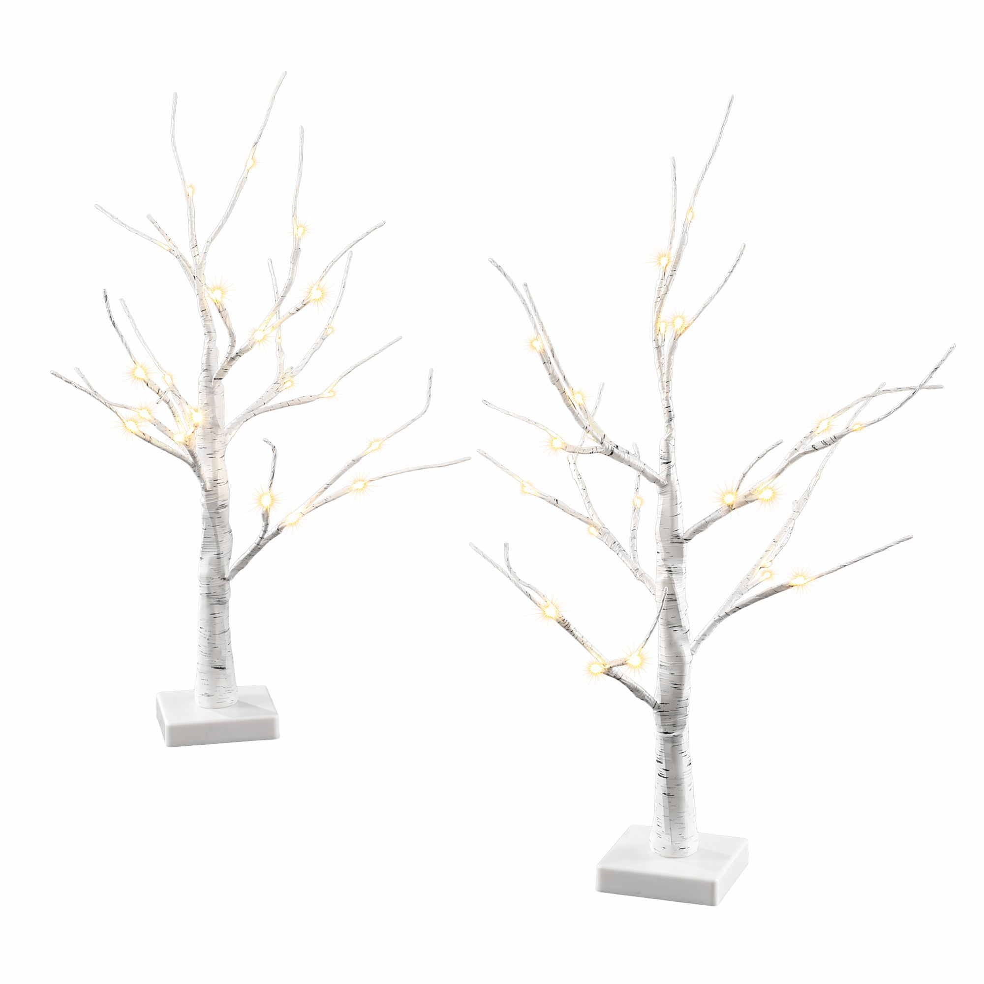 Jingle Jollys Lighted Branch Tree Christmas Decorations Warm White Christmas Lights 2 Pack 60cm