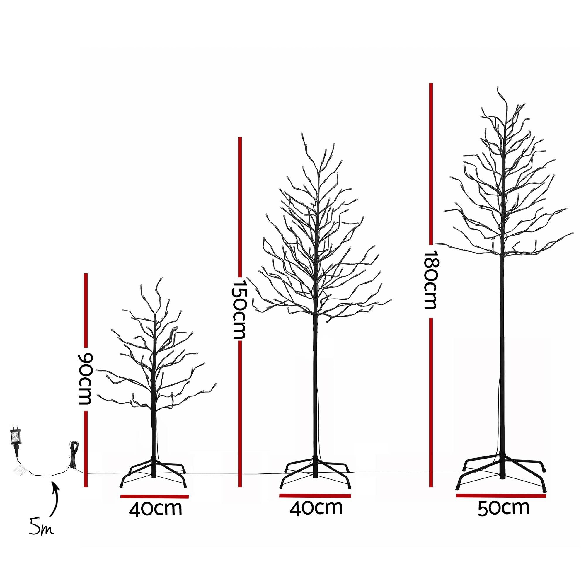 Jingle Jollys 3 Pack LED Christmas Tree Lighted Birch Tree Indoor Outdoor Xmas Decor Warm White