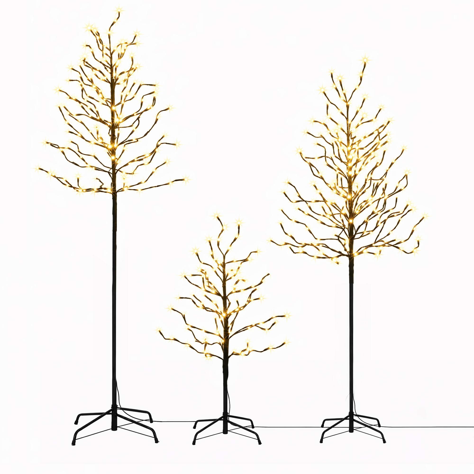 Jingle Jollys 3 Pack LED Christmas Tree Lighted Birch Tree Indoor Outdoor Xmas Decor Warm White