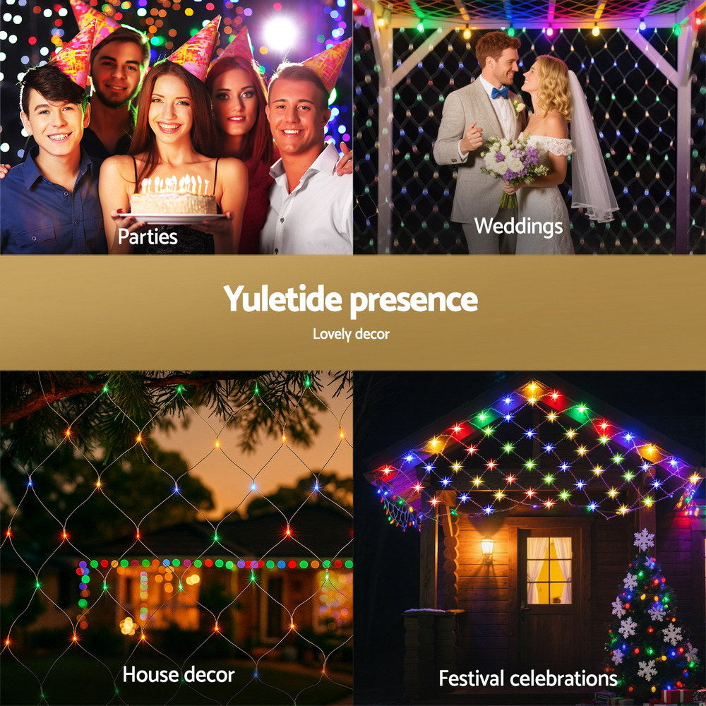 Outdoor Decorations & Lights: Jingle Jollys Christmas Lights 5Mx3M Net String Light 600 LED Colourful Beads