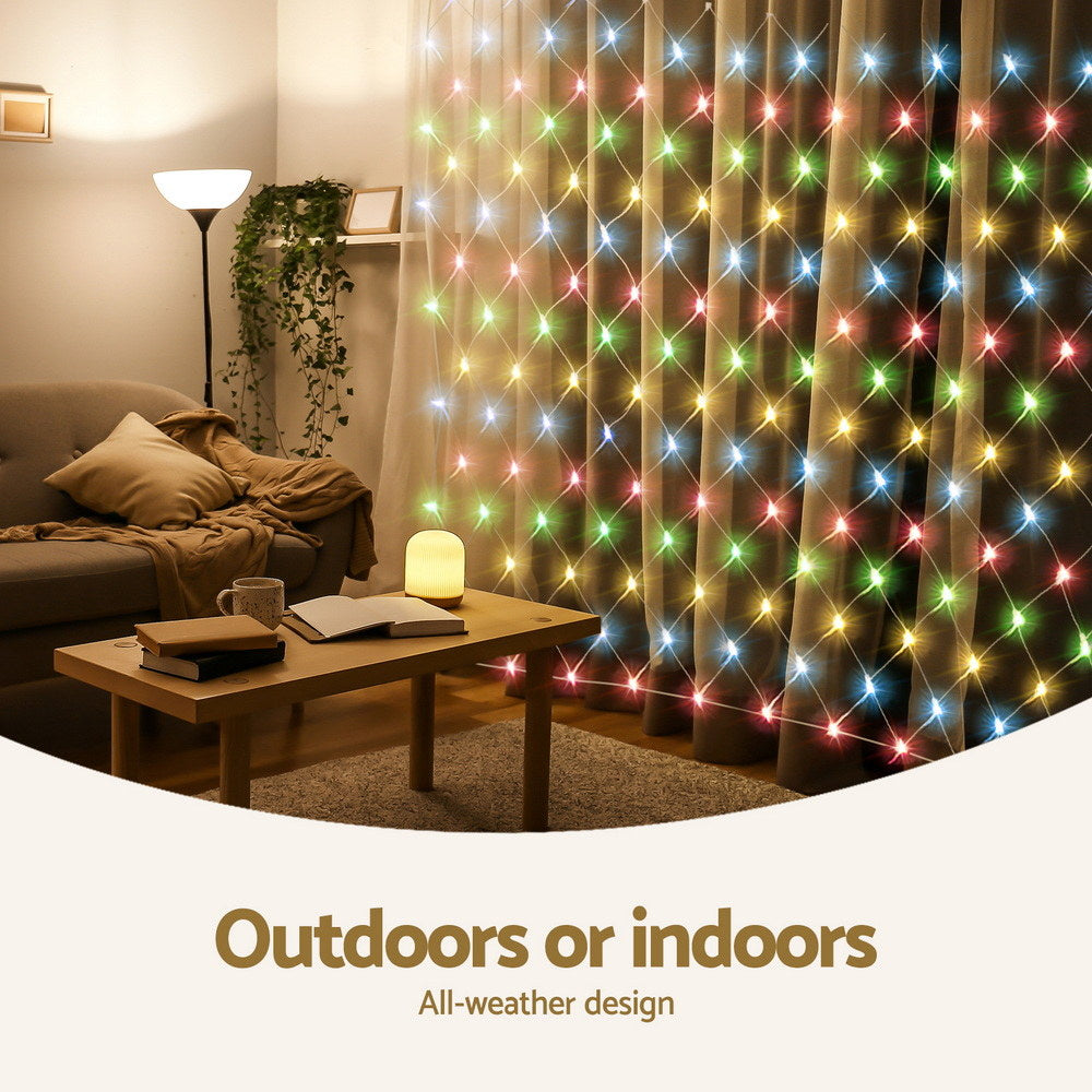 Outdoor Decorations & Lights: Jingle Jollys Christmas Lights 5Mx3M Net String Light 600 LED Colourful Beads