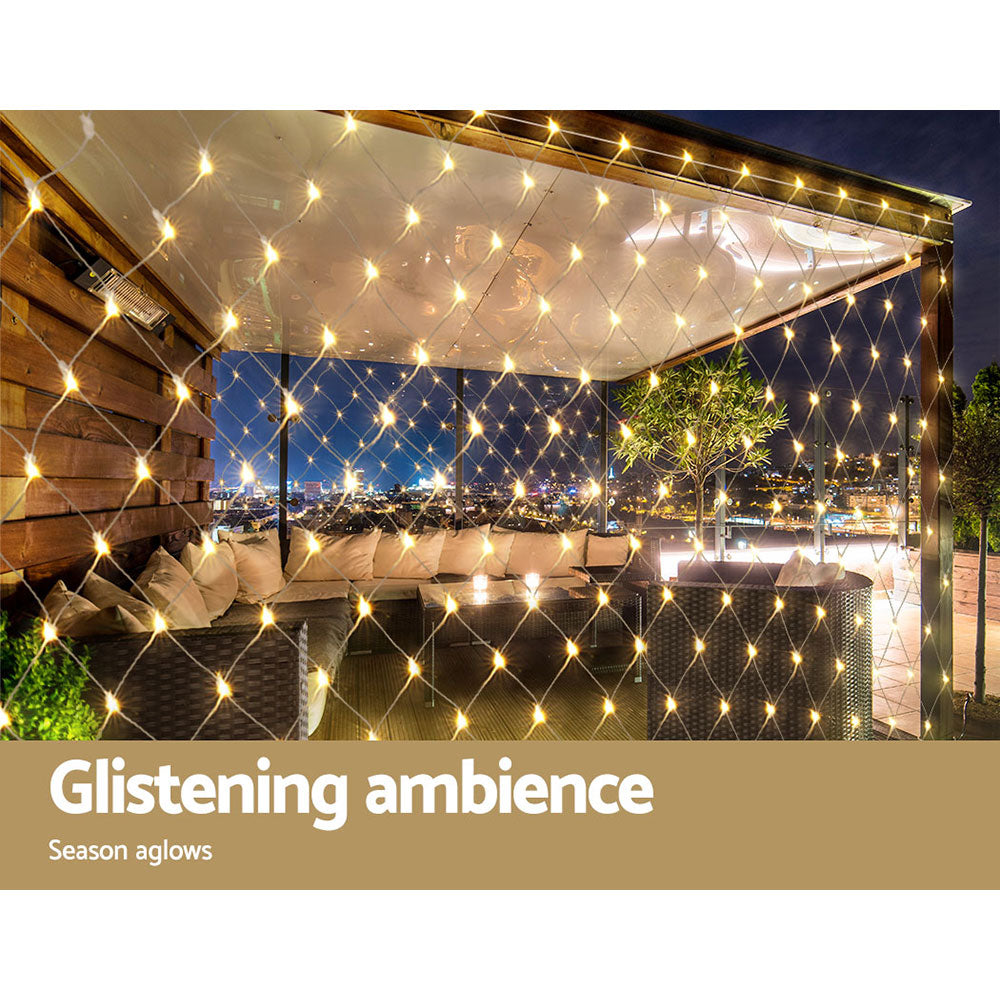 Outdoor Decorations & Lights: 1000 LED Christmas Lights 4mx6m Net String Light Warm White Jingle Jollys