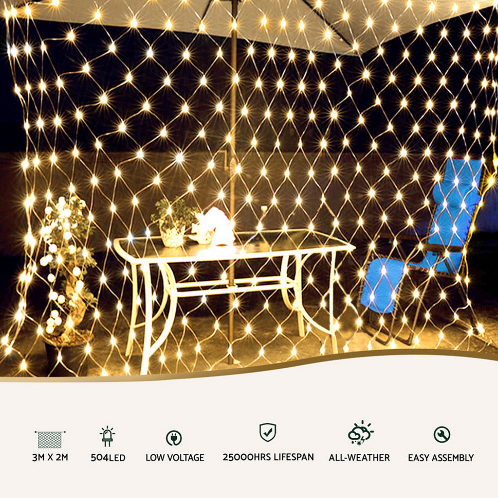Outdoor Decorations & Lights: 2Mx3M Christmas Lights Net String Light Decorations Warm 504 LED Jingle Jollys