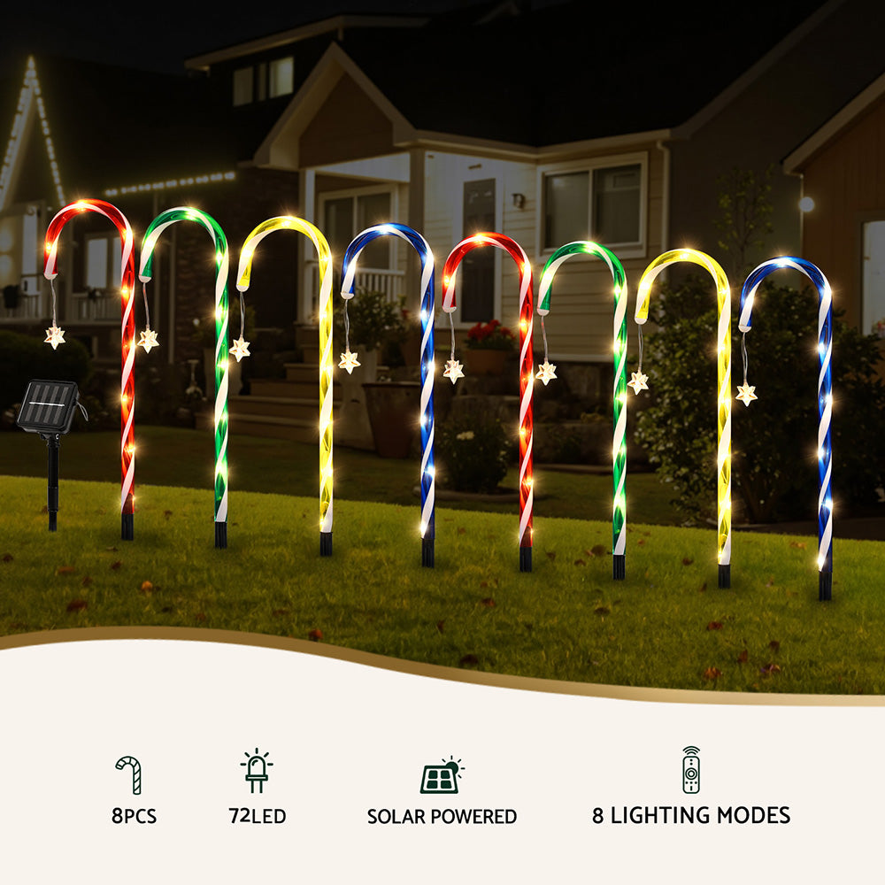 Outdoor Decorations & Lights: Jingle Jollys 8 PCS Christmas Lights Path Ground Light Garden Decorations 72 LED