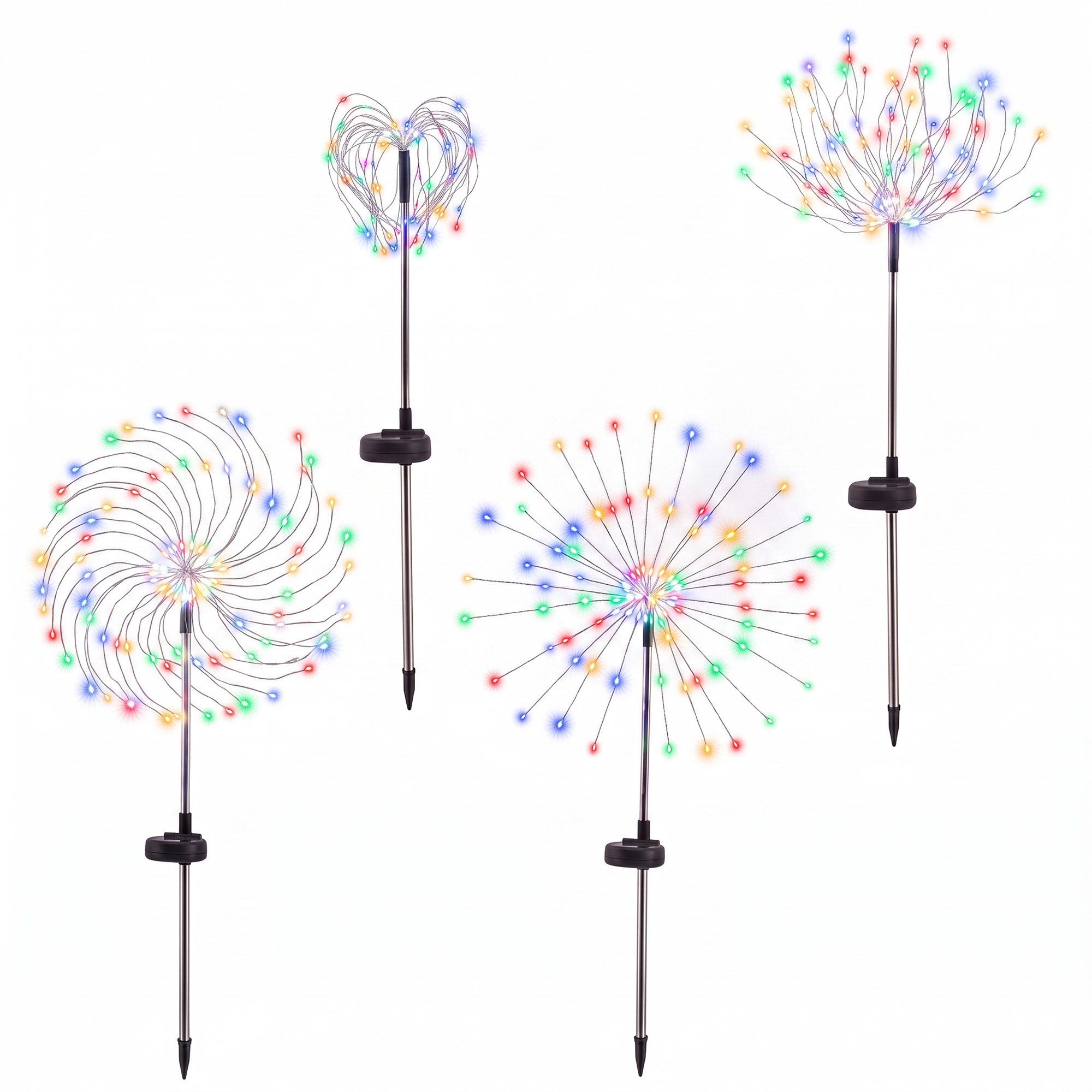 Jingle Jollys 4 Pack Christmas Path Lights Solar Firework Garden Decoration Multicolour