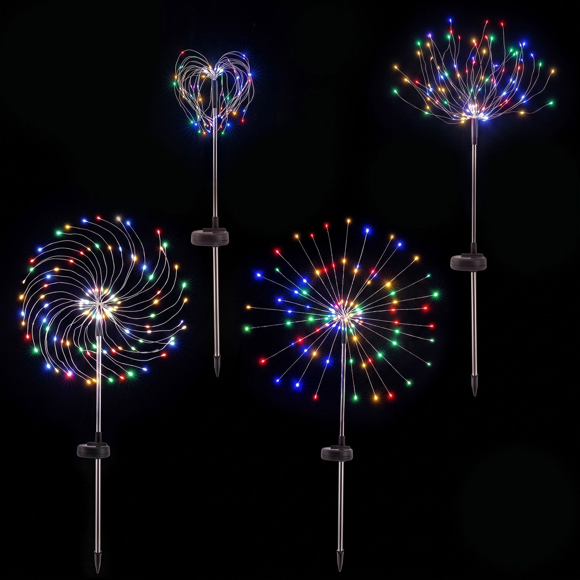Jingle Jollys 4 Pack Christmas Path Lights Solar Firework Garden Decoration Multicolour