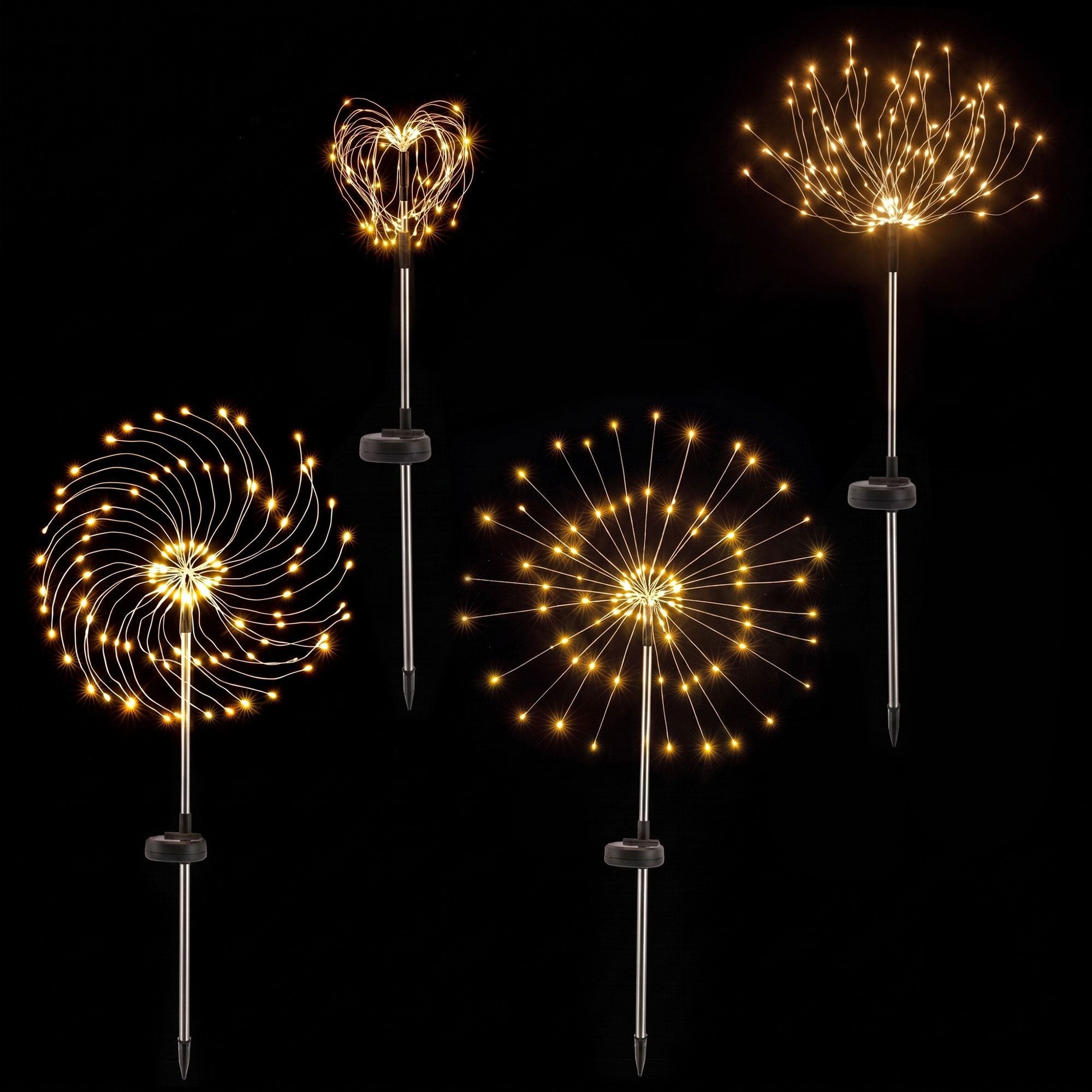 Jingle Jollys 4 Pack Christmas Lights Solar Firework Outdoor Garden Lights DIY Decoration Warm White