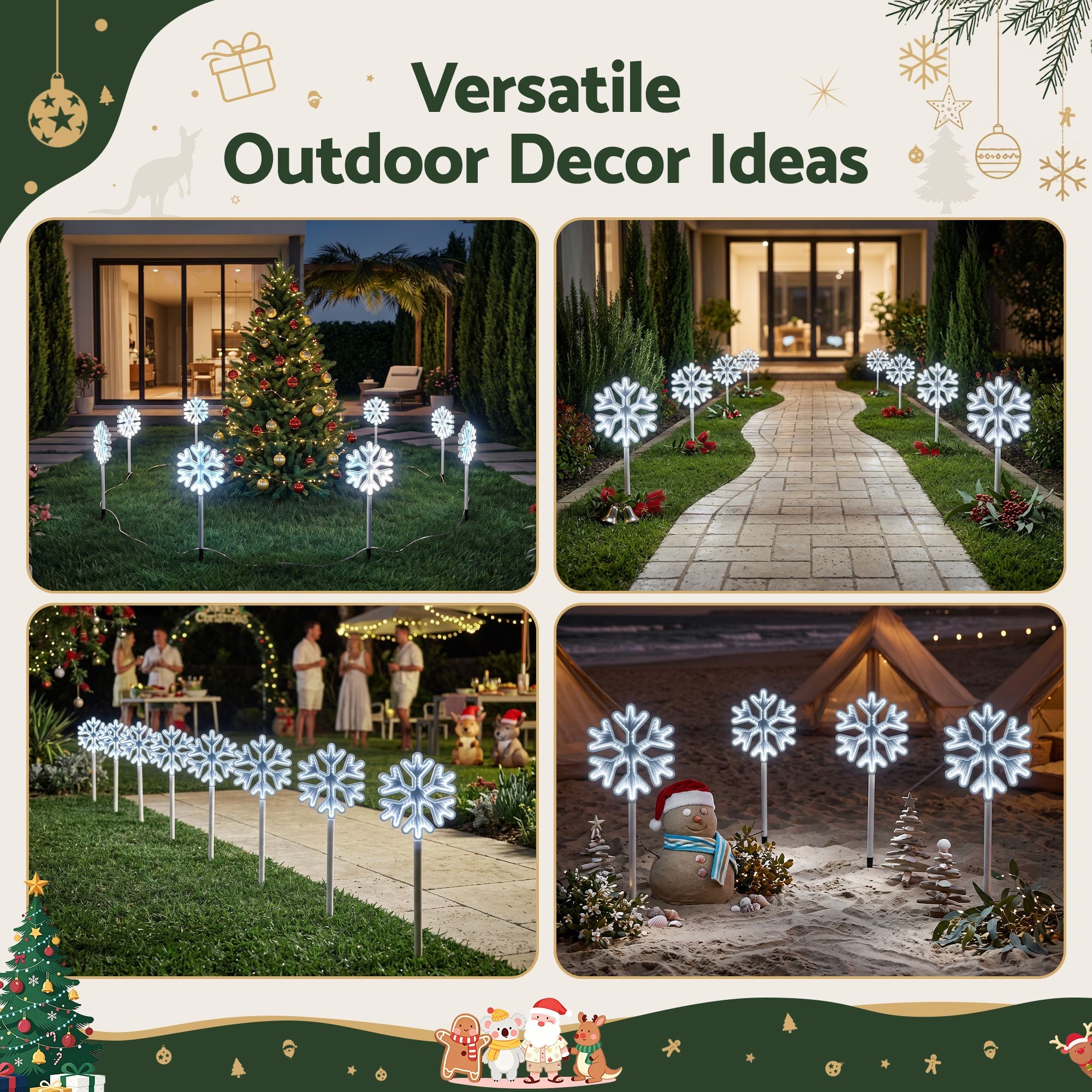 Jingle Jollys 4 Pack Christmas Lights Path Lights Garden Decoration Outdoor Pathway Lighting